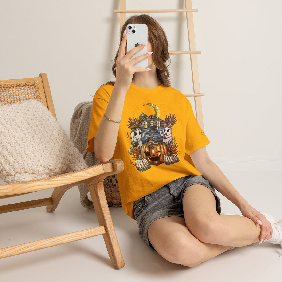 Adult Halloween Pumpkin Unisex Heavy Cotton Tee