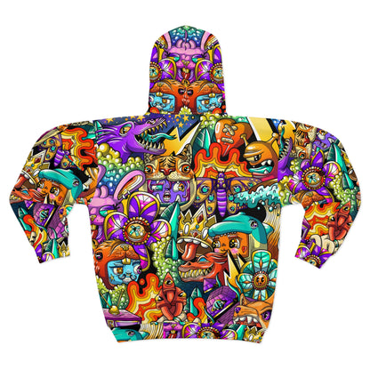 Unisex Zip Hoodie Colorful Doodle