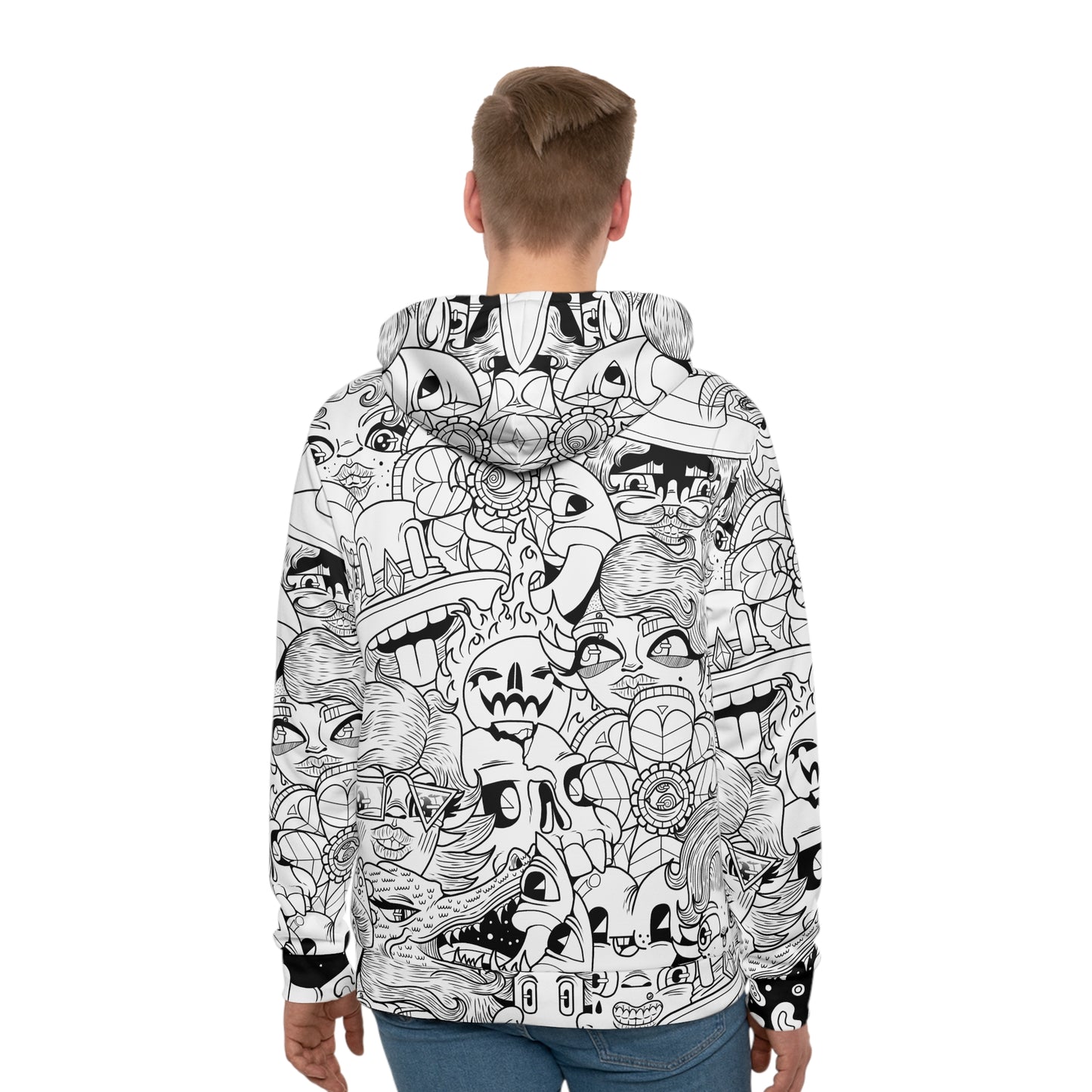 Men's Hoodie Black & White Doodle