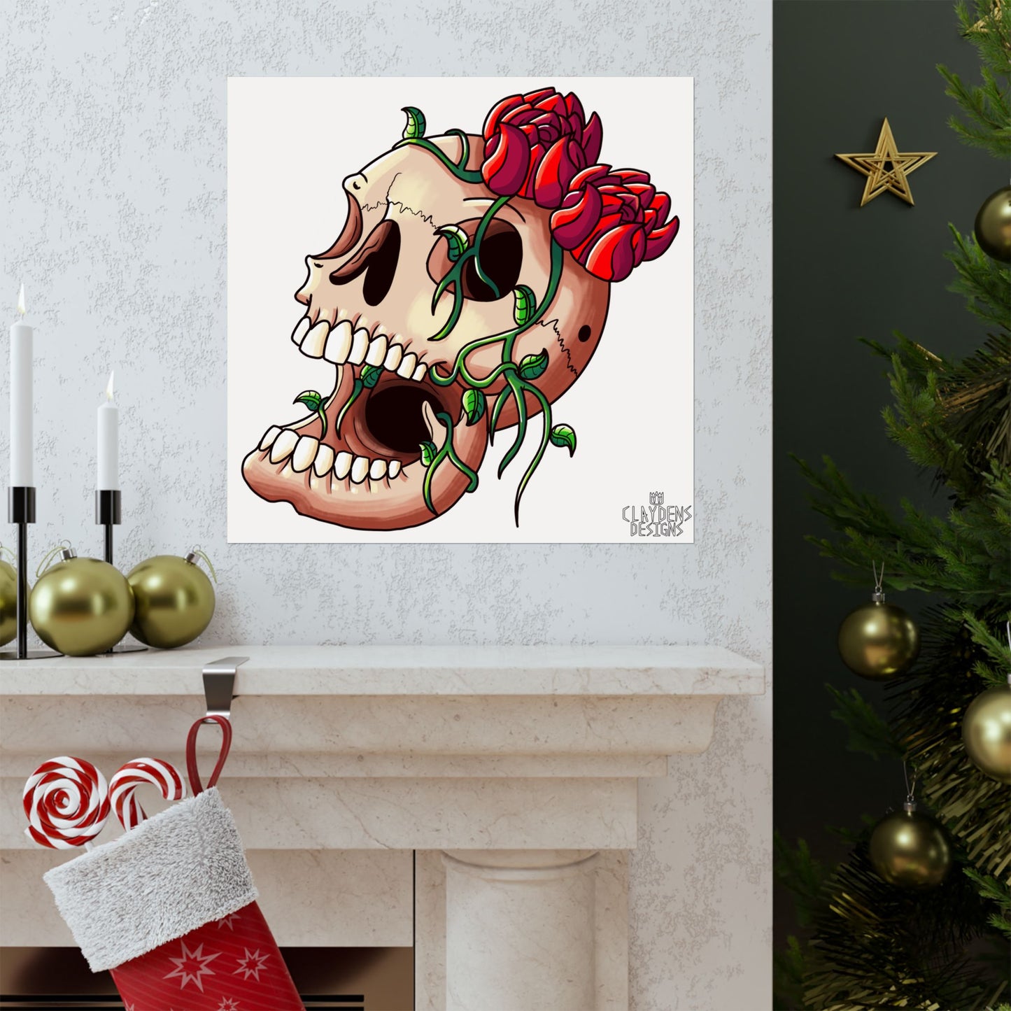 Rose Skull Poster