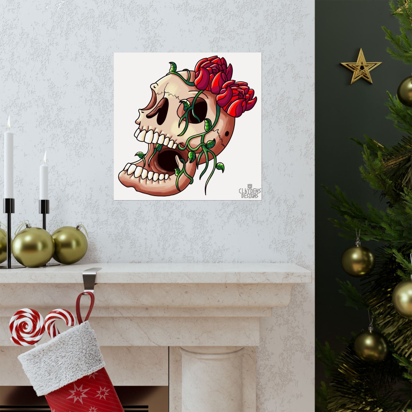 Rose Skull Poster