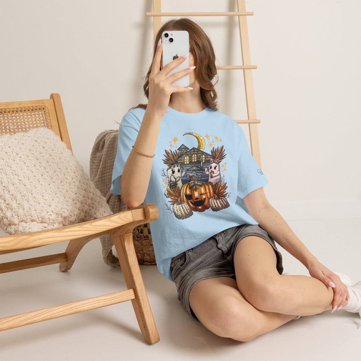 Adult Halloween Pumpkin Unisex Heavy Cotton Tee