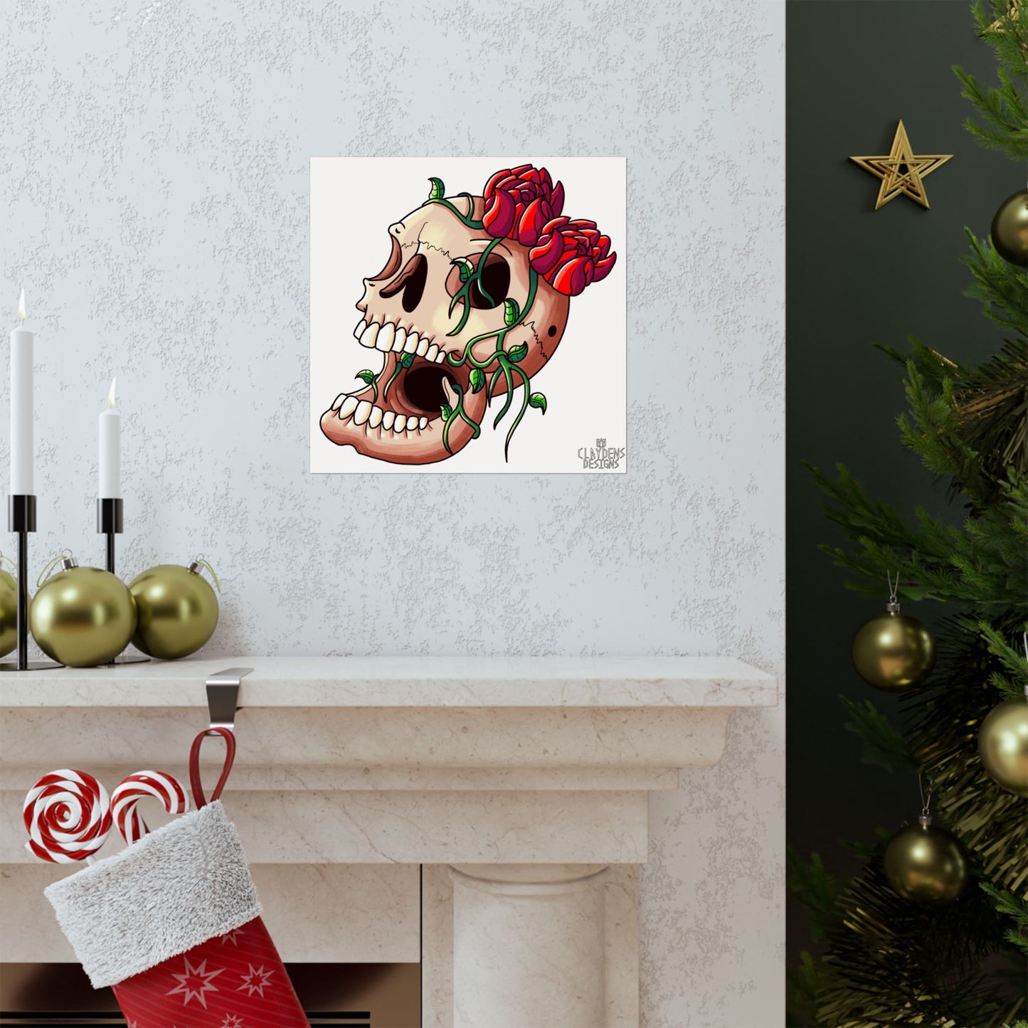 Rose Skull Poster