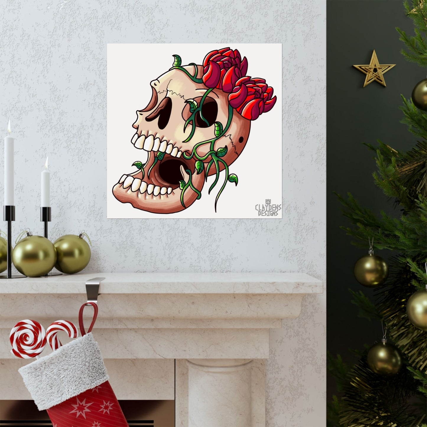 Rose Skull Poster
