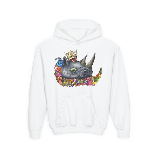 Youth Heavy Blend Hooded Sweatshirt-Doodle Rhino