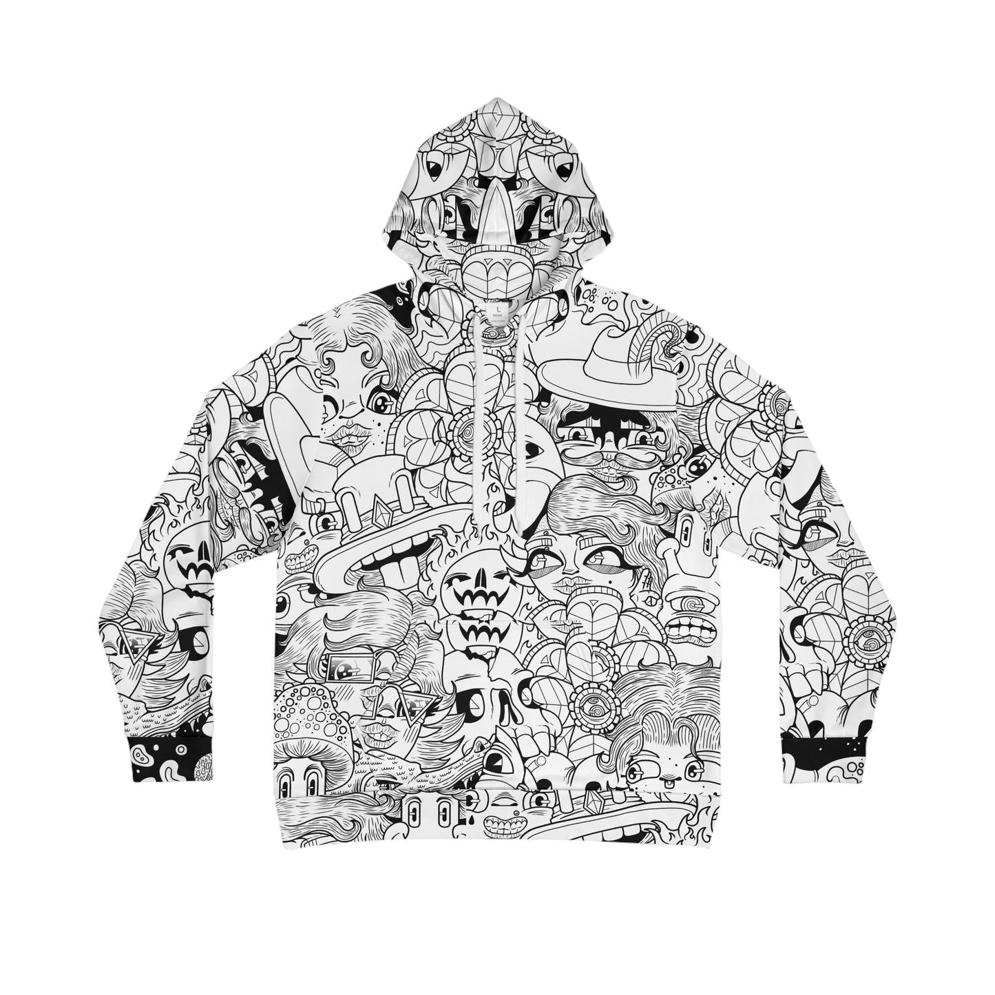 Men's Hoodie Black & White Doodle