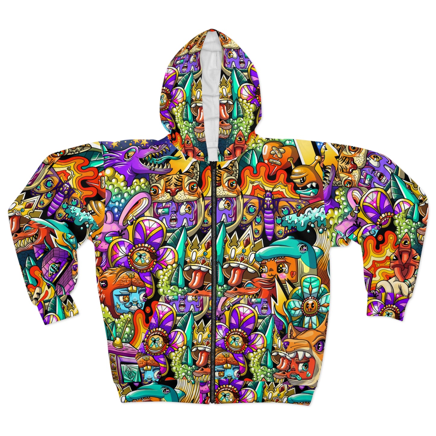 Unisex Zip Hoodie Colorful Doodle