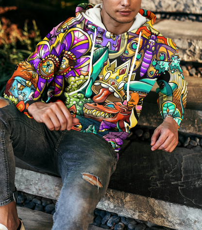 Unisex Zip Hoodie Colorful Doodle